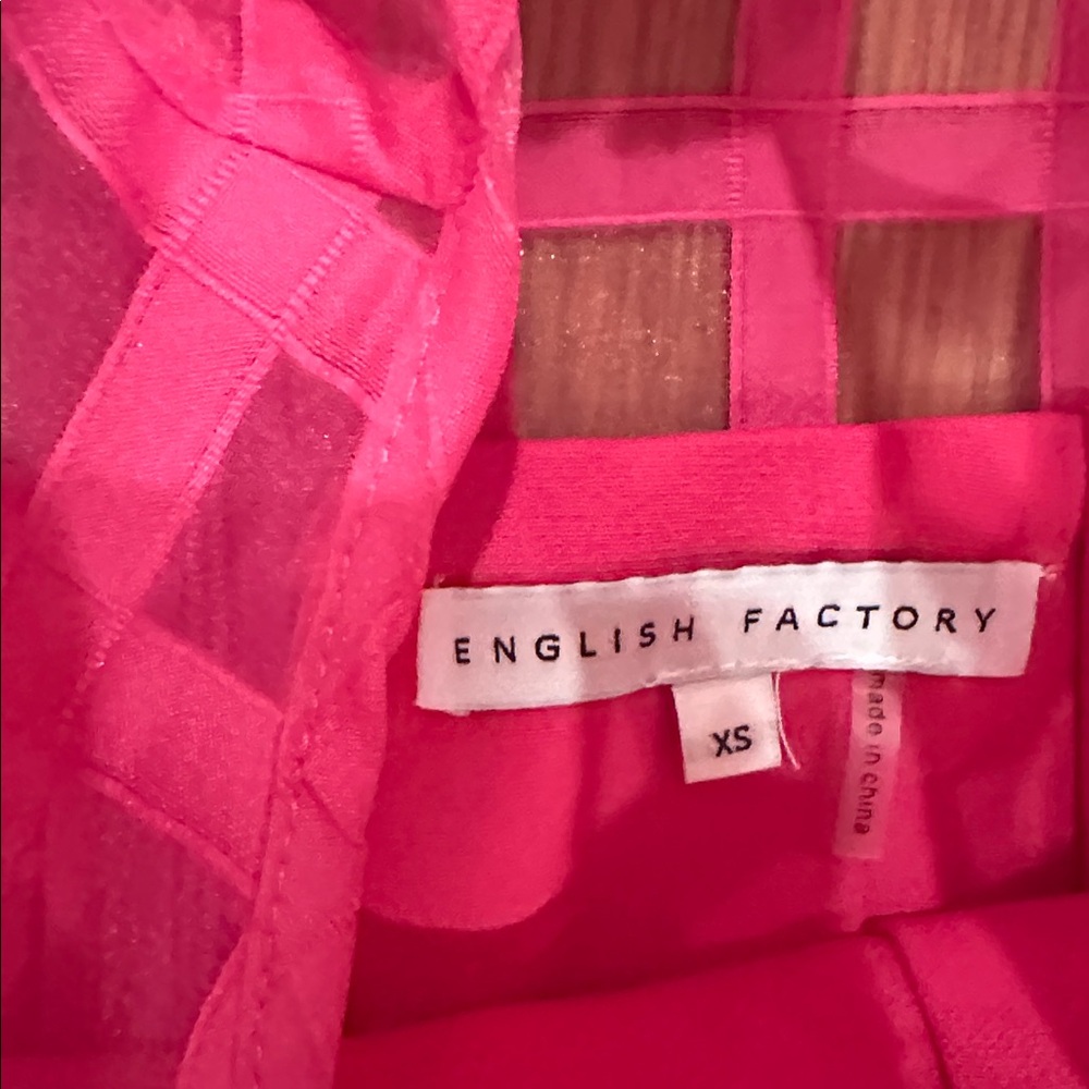 English Factory Hot Pink Puff Sleeve Check Dress - Picture 2 of 3